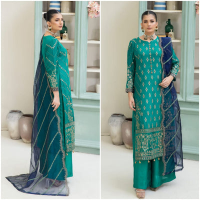 3 Piece Stitched Embroided Luxury Formal - Rozana Style